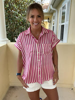 Drift Away Button Down - Hot Pink