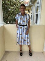 Safari Chic Midi Dress - Blue